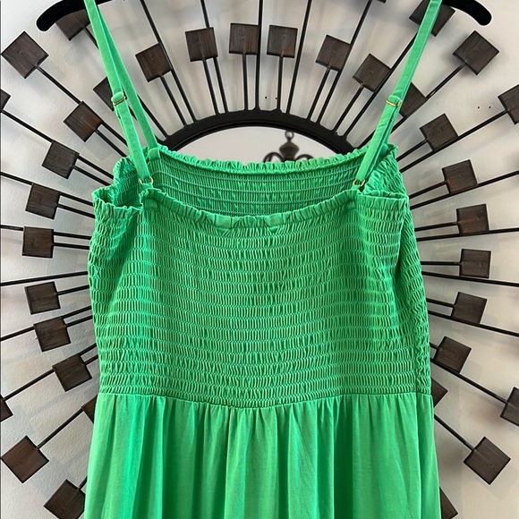 Lilly Pulitzer NWT Green smocked Sundress/pom Pom lace tier - Picture 5 of 7
